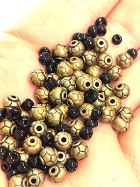 Lot of 60 Bronze Floral Beads